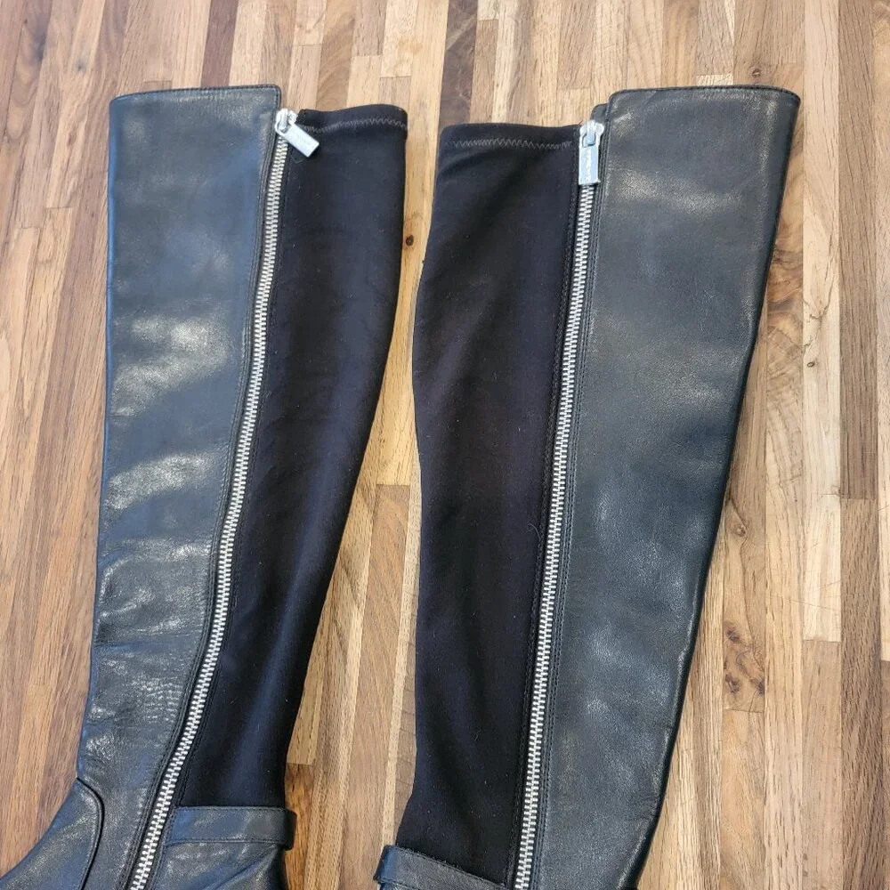 MICHAEL KORS Hamilton Stretch Leather Boots Size 6M Tall Riding Zip